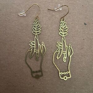 Dainty hand olive branch earrings